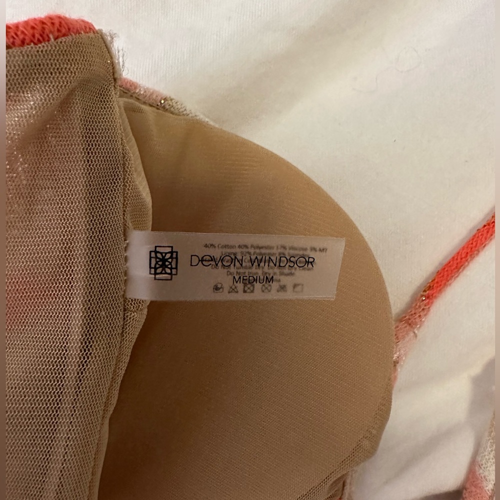 DEVON WINDSOR Zigzag Bikini in Orange and Cream - Picture 4 of 5